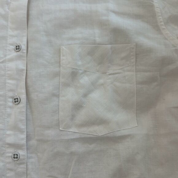 WeWoreWhat Dad Shirt Linen in Off White Size L - Picture 7 of 9